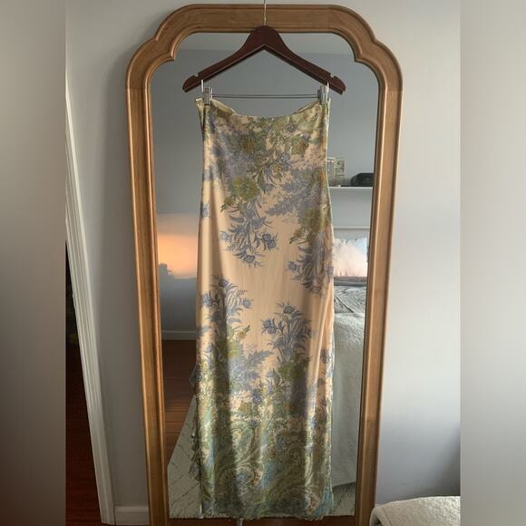 TIGER MIST Theo floral green blue cream ruffle strapless fairy core garden dress - Picture 12 of 13